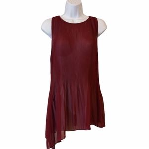 BCBGeneration Pleated Aysemetrical Sheer Top